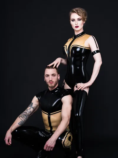 Straped Outfit for him & her - made-to-meassure for your matching partner look
